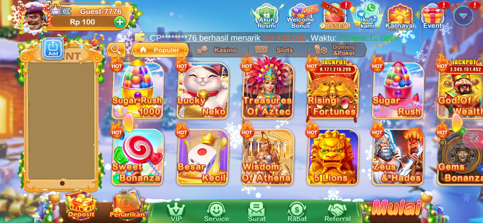 Permainan slot terbaik dengan jackpot hingga miliaran di K3K3 1 Apk G 7.